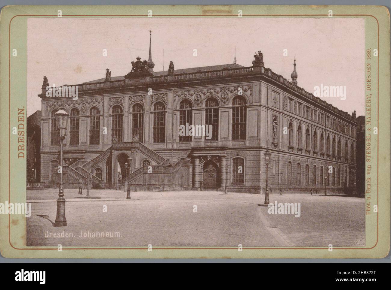 View of the Johanneum in Dresden, Johanneum (title on object), Dresden (series title on object), Stengel & Markert (mentioned on object), Stengel & Markert, Dresden, 1889, cardboard, paper, collotype, height 108 mm × width 166 mm Stock Photo
