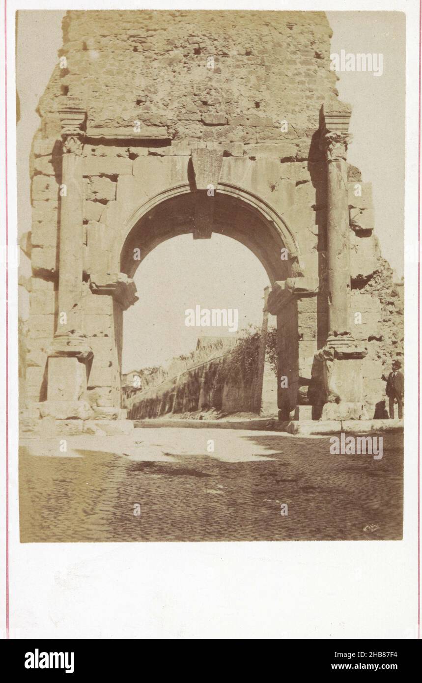 View of the Arco di Druso and Via Appia in Rome, anonymous, Boog van Drusus, 1850 - 1900, cardboard, albumen print, height 167 mm × width 108 mm Stock Photo
