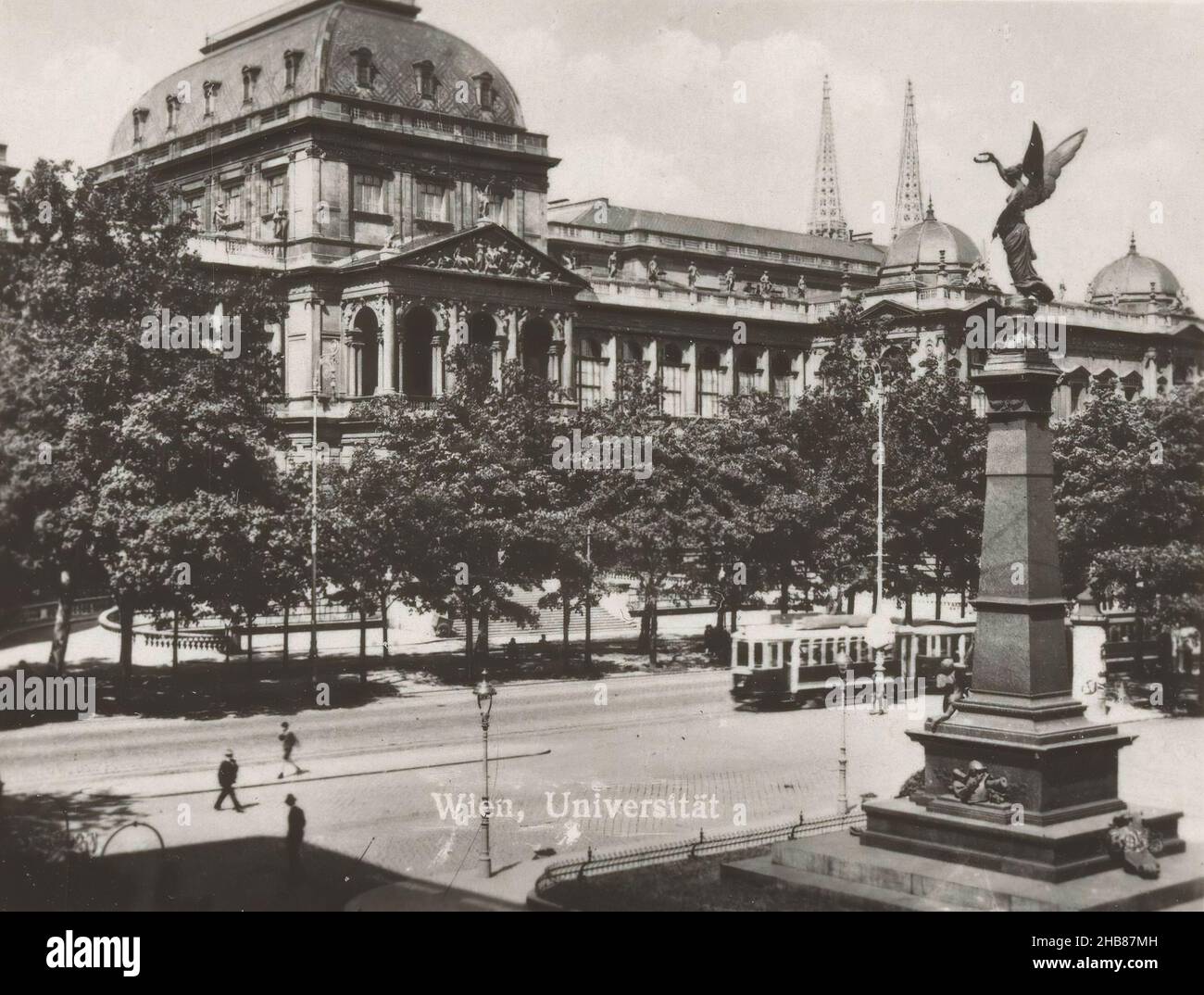 View of a university building in Vienna, Wien, Universität (title on object), anonymous, Vienna, c. 1950 - c. 1960, photographic support, gelatin silver print, height 62 mm × width 82 mm Stock Photo