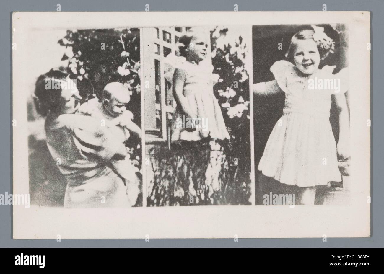 Princess Juliana with Princess Margriet, Princess Irene and Princess Beatrix, anonymous, publisher: anonymous, Ottawa, 1943, gelatin silver print, height 89 mm × width 149 mm Stock Photo