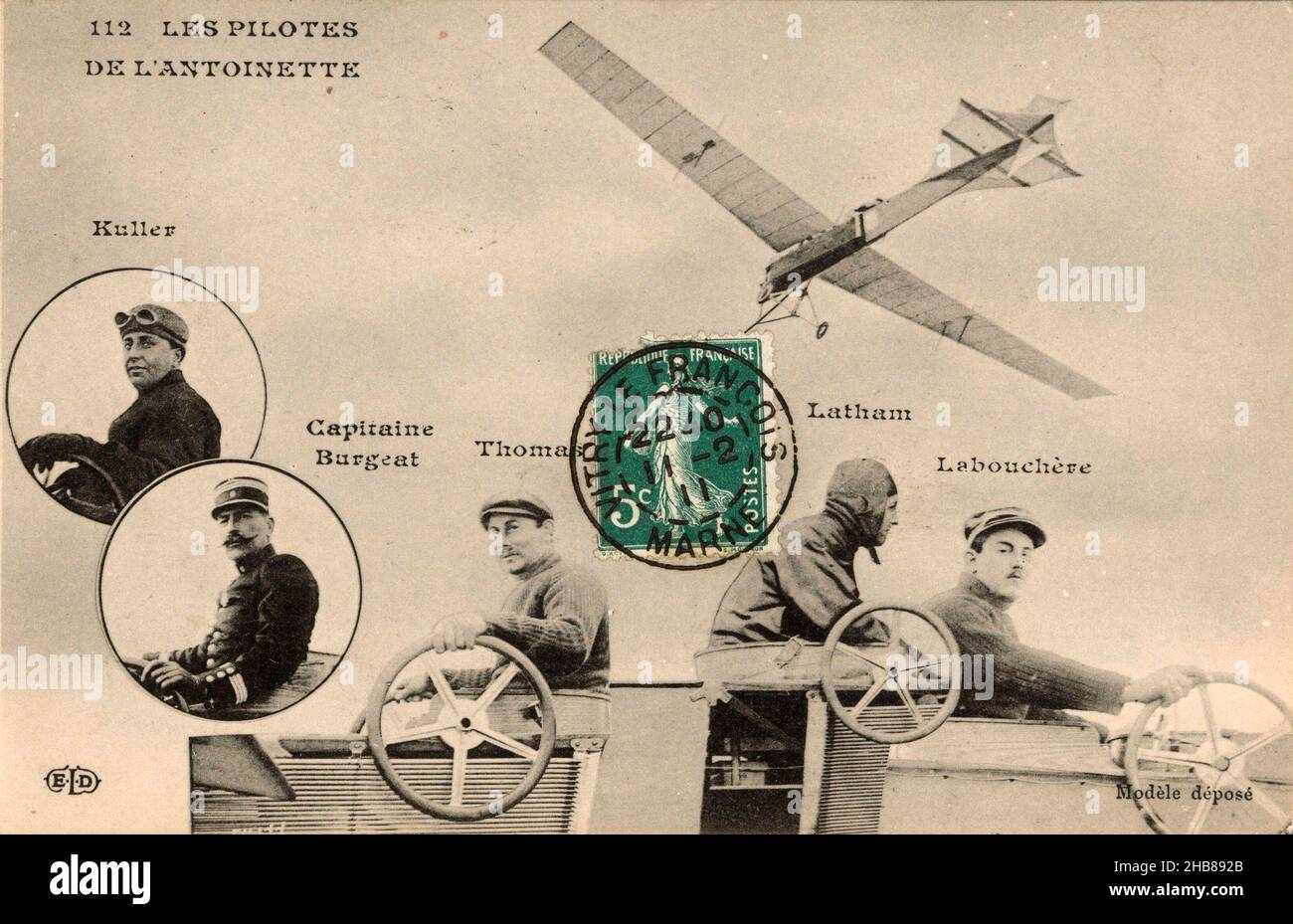 c. 1910 France carte postale photo monoplan Blériot X1 avec pilotes c. 1910 France carte postale photo monoplan Blériot X1 avec pilotes