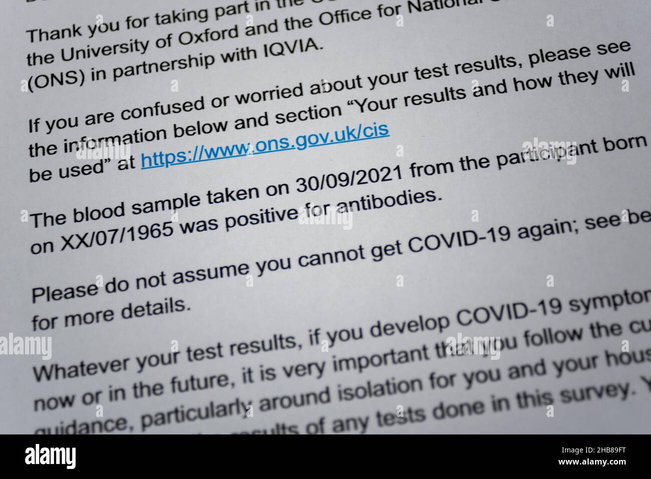 Authentic NHS letter informing of being positive for COVID19