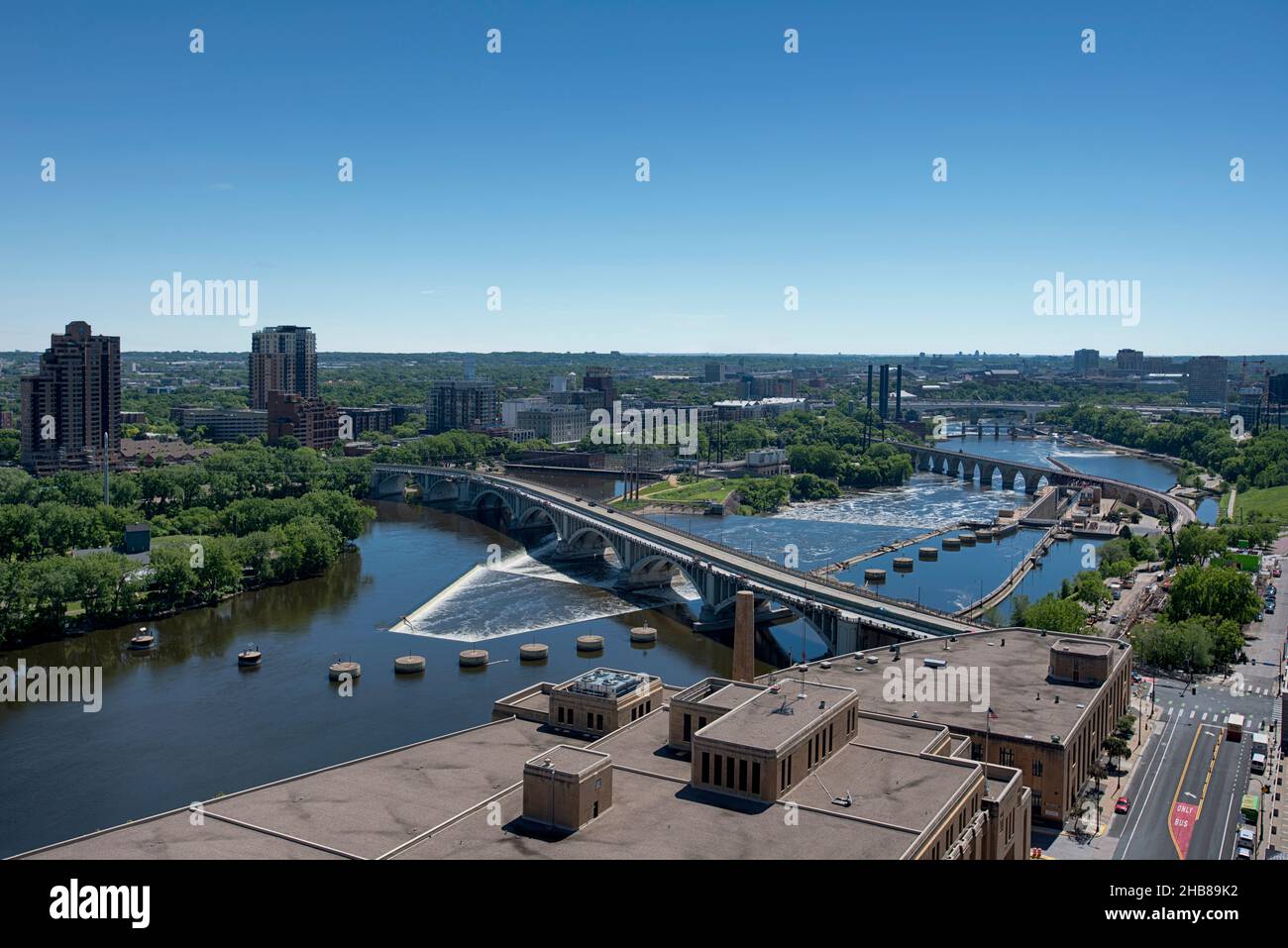 Minneapolis, Third Avenue Bridge, Mississippi River, Minnesota Stock Photo