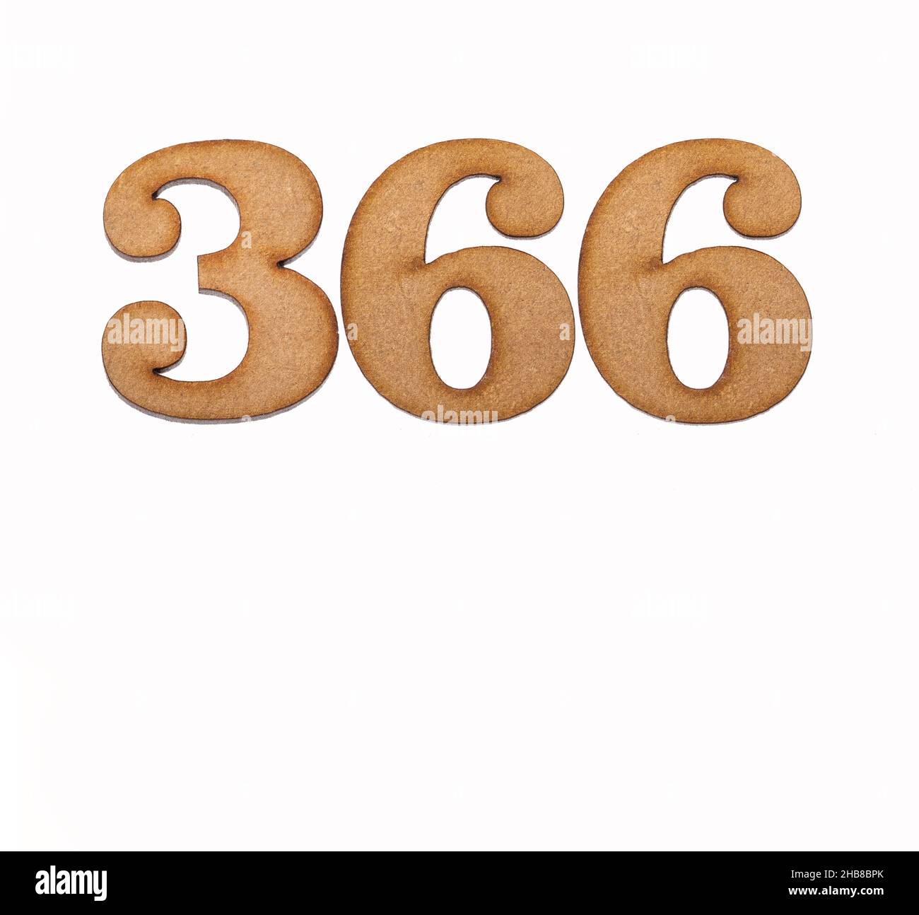 Number 366 in wood, isolated on white background Stock Photo - Alamy