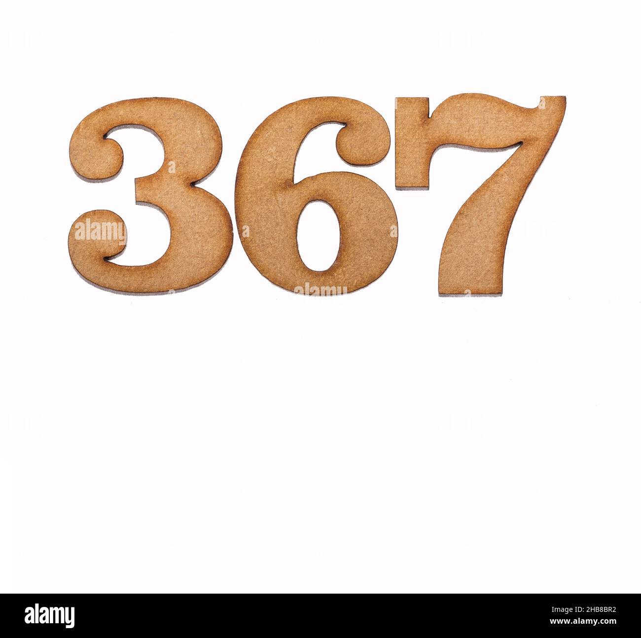 Number 367 Piece of wood isolated on white background Stock Photo Alamy
