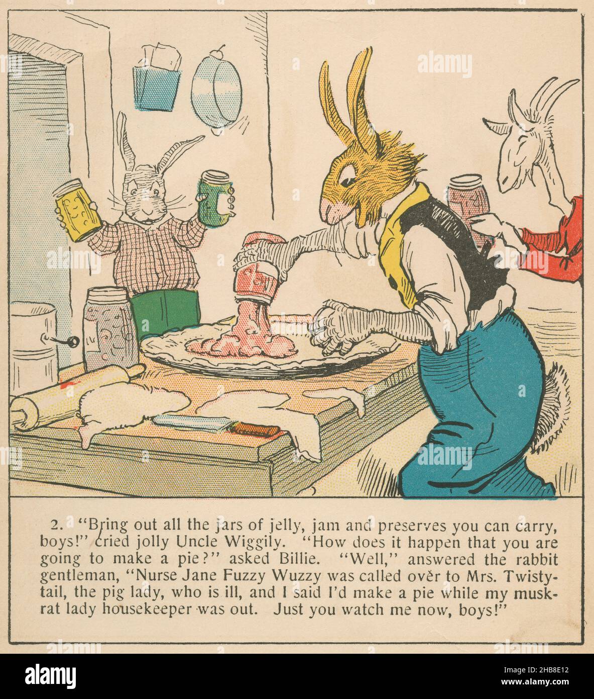 Uncle Wiggily makes a pie, from a 1920 book by Howard R. Garis. Stock Photo