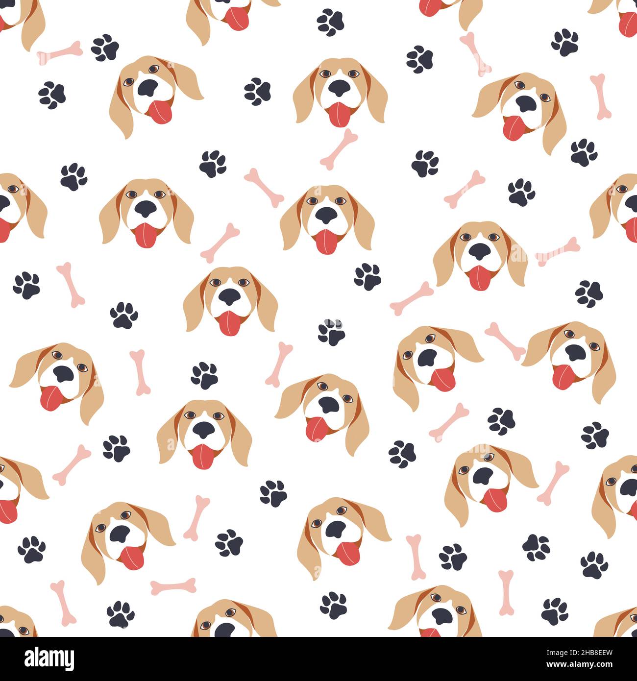 Seamless pattern with cute cartoon dogs muzzle labrador Stock Vector ...