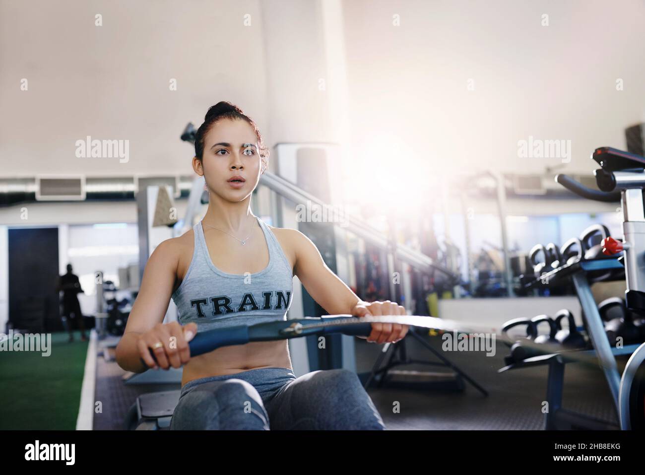 Burn calories and build muscles with a rowing machine Stock Photo Alamy
