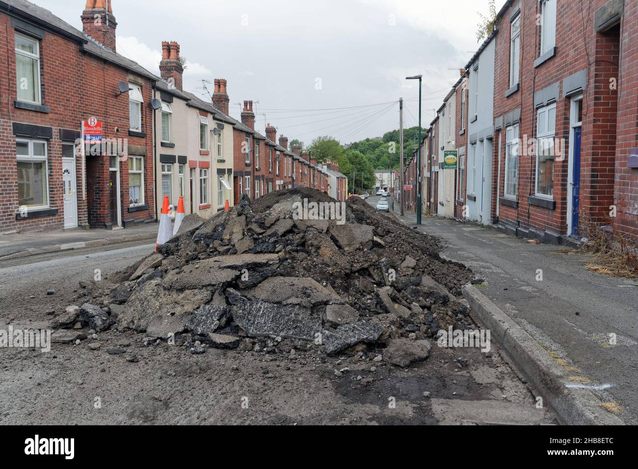 Road surface removal, Ulverston road, Sheffield England UK Stock Photo