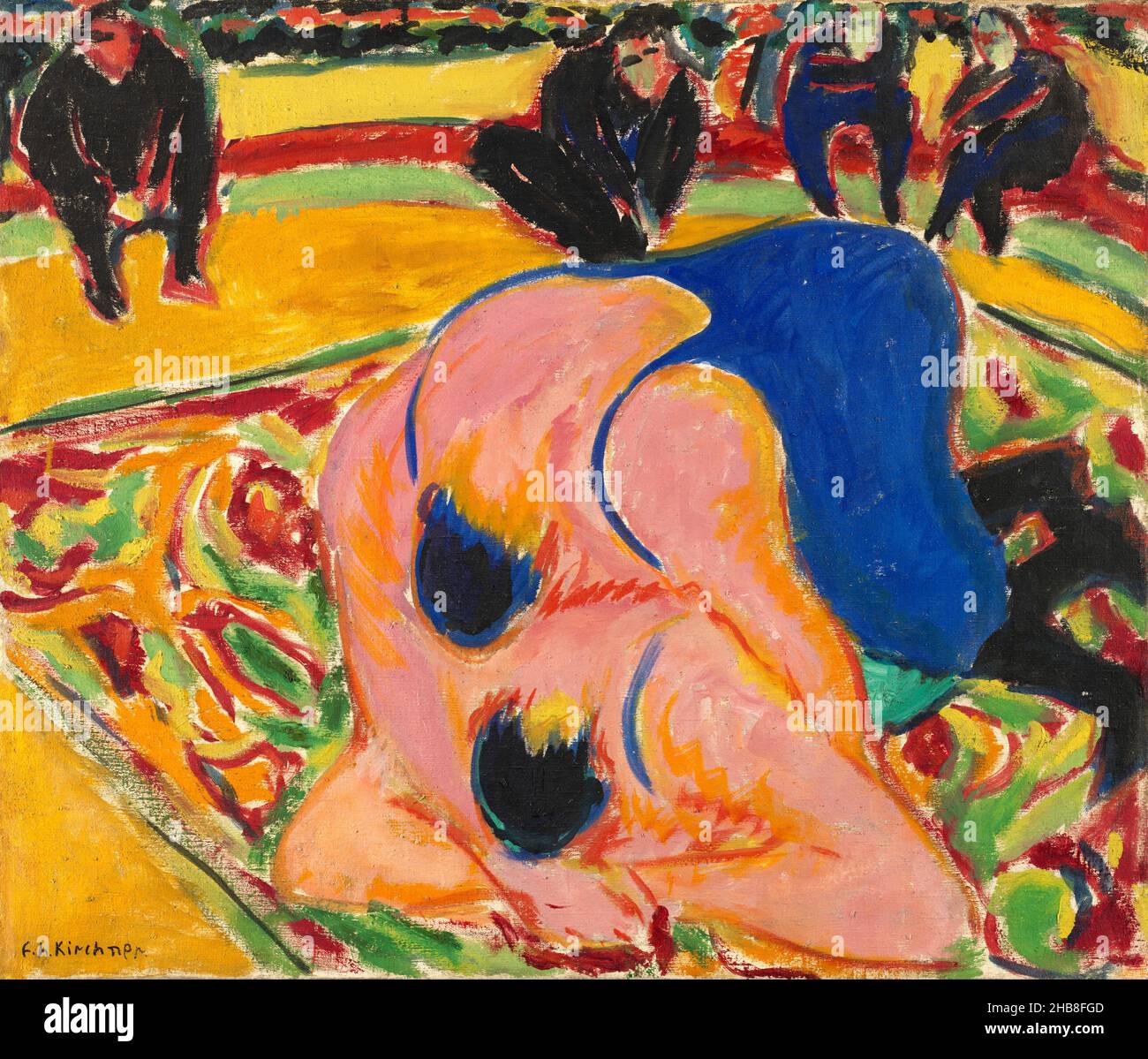 Wrestlers in a Circus by Ernst Ludwig Kirchner (1880-1938), oil on canvas, 1909 Stock Photo