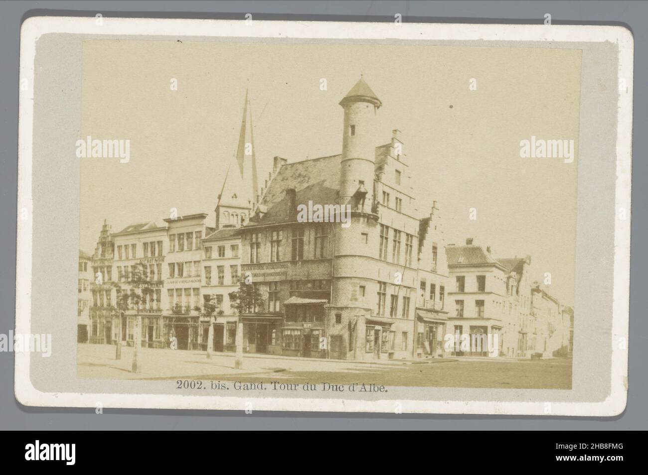 House the Toreken in Ghent, Gand. Tour du Duc d'Albe (title on object), anonymous, Ghent, 1855 - 1885, paper, cardboard, albumen print, height 107 mm × width 68 mm Stock Photo