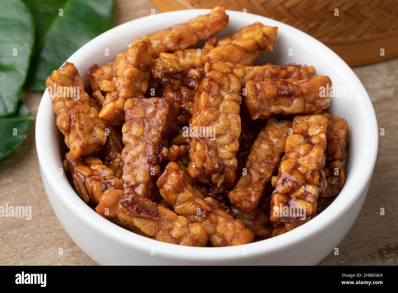 Bowl with fresh homemade Indonesian sambal tempeh goreng close up Stock Photo Alamy