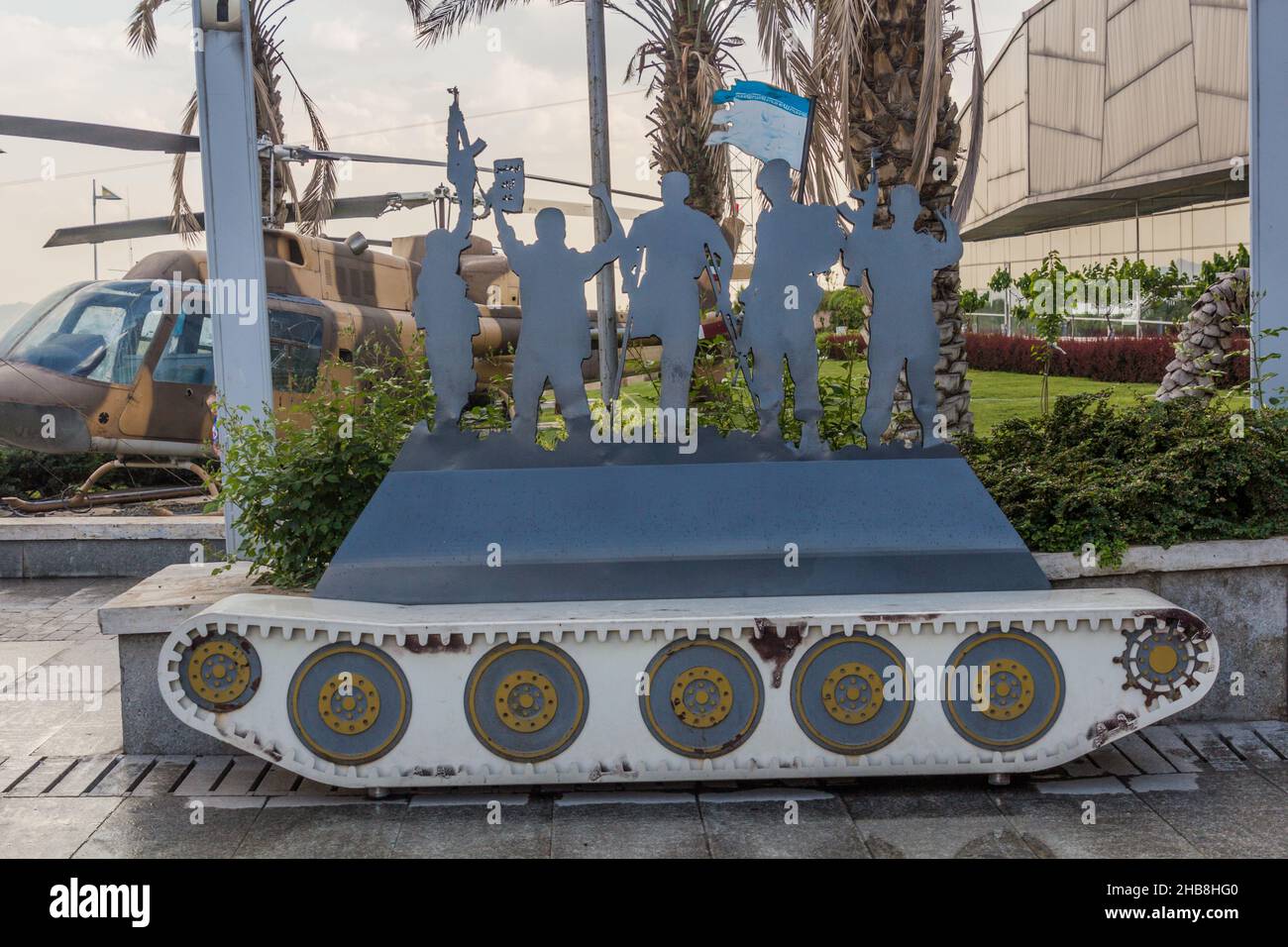 TEHRAN, IRAN - APRIL 14, 2018: Tank shaped bench at the Holy Defense ...