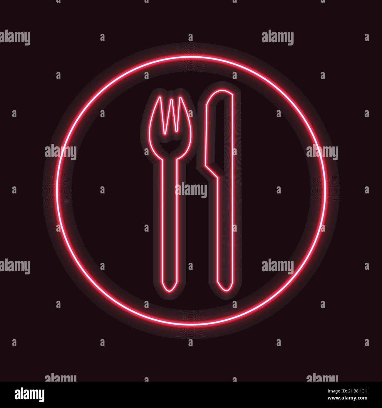 Restaurant sign Icon. Fork & Knife design with neon light Stock Vector