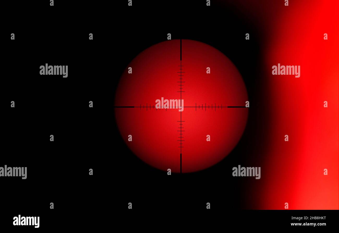 Rifle target crosshair against red background Stock Photo