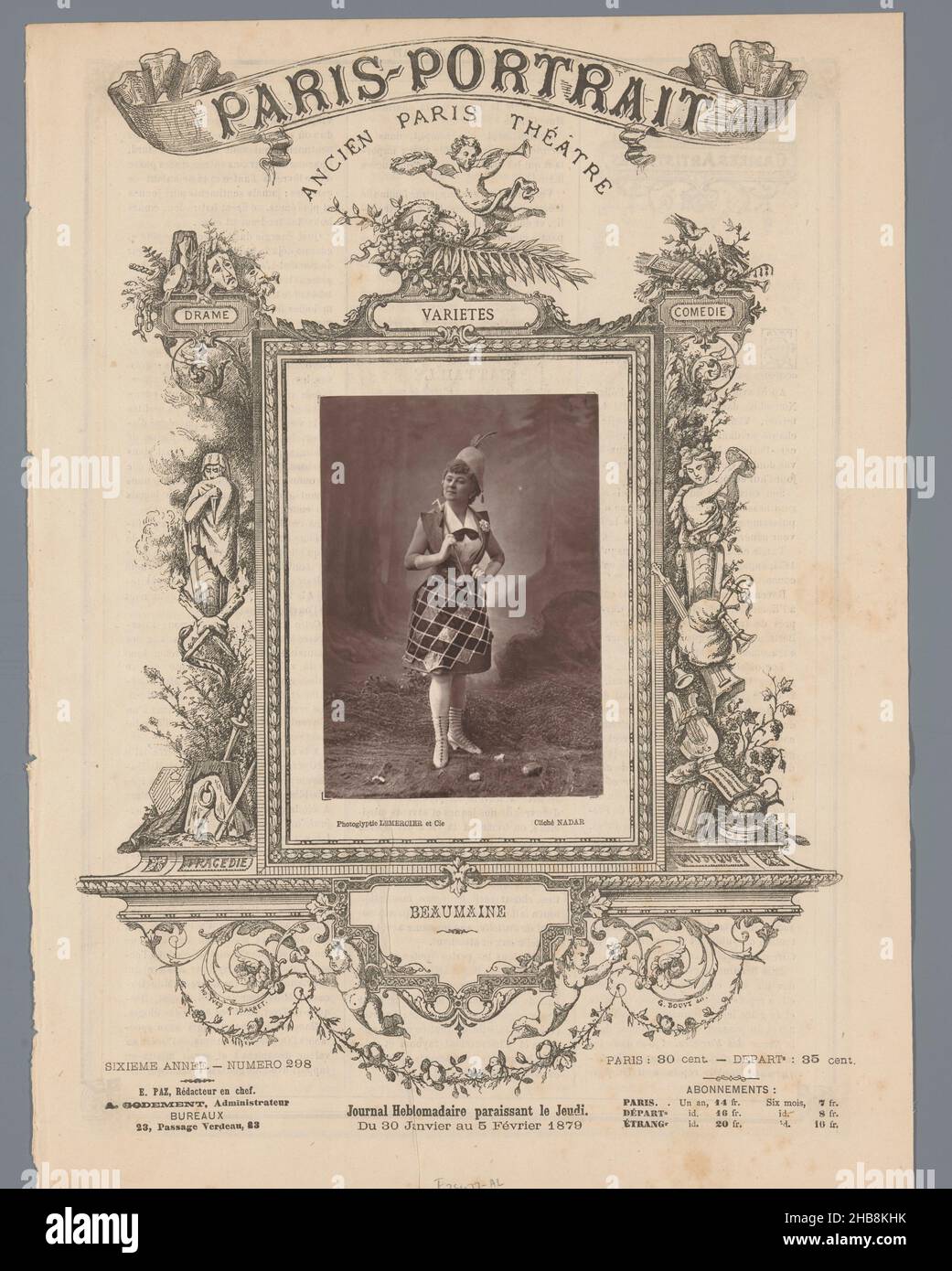 Carte Cabinet Ancienne - Juliette Beaumaine, Opéra Théâtre Des Variétés, 1875
