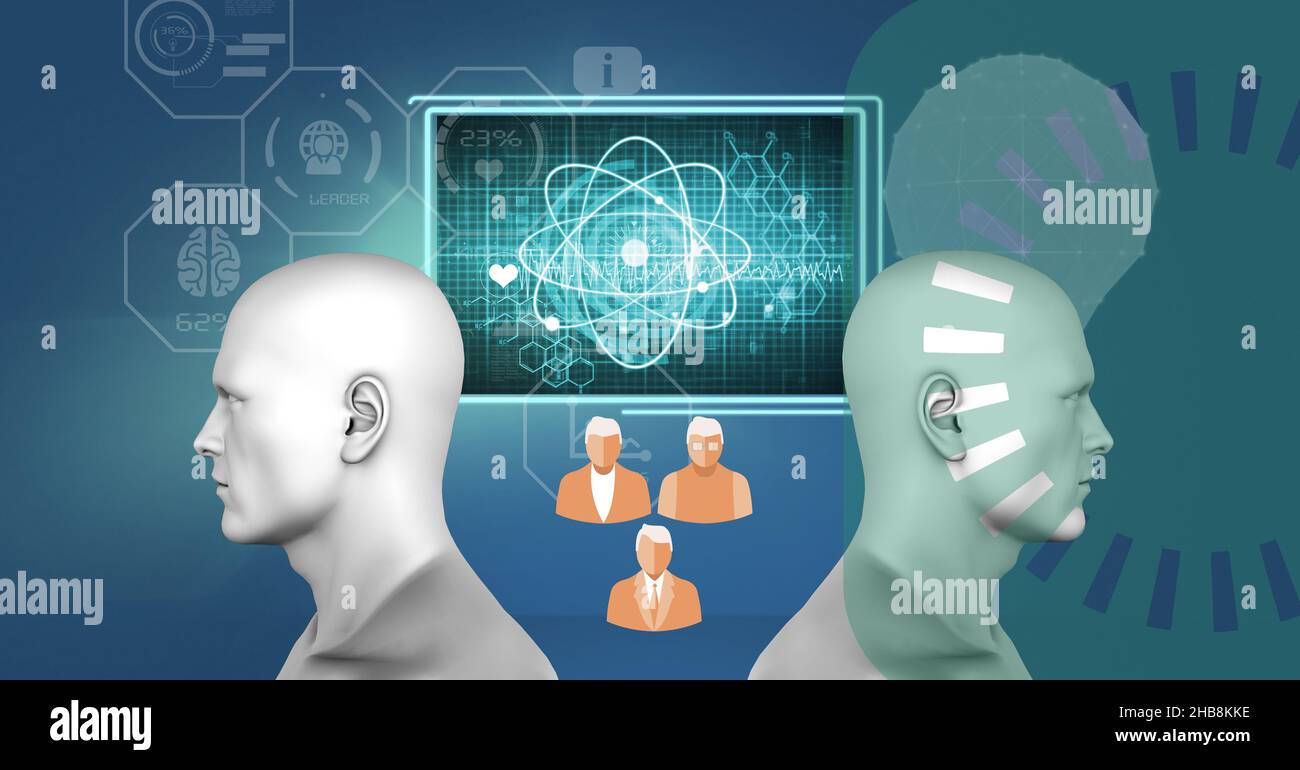 Two human head models and digital interface with medical data ...