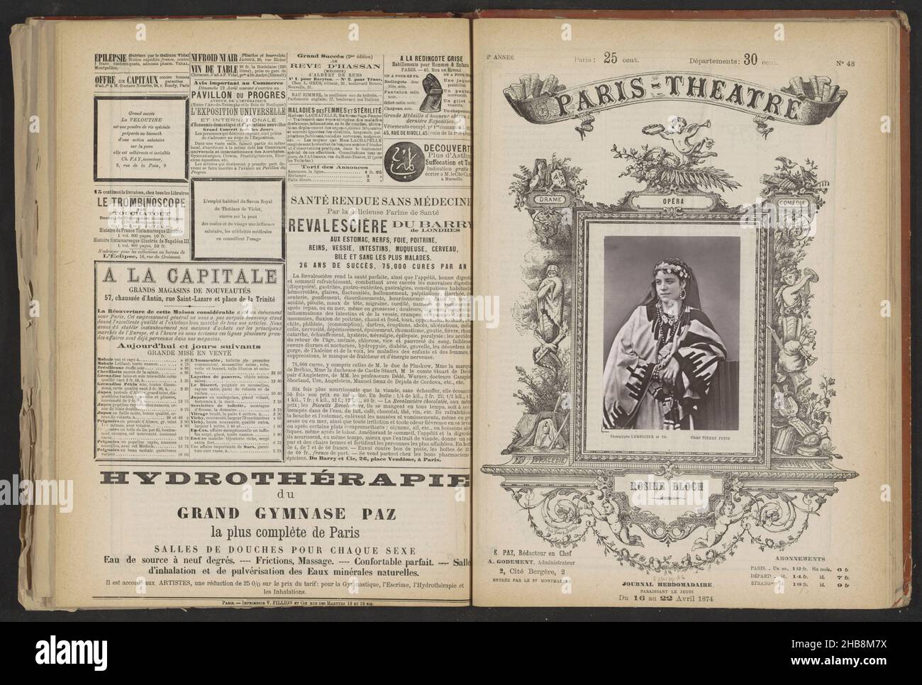 Portrait of Rosine Bloch as Azucena in Il Trovatore, Rosine Bloch (title on object), Pierre Petit (mentioned on object), Lemercier & Cie. (possibly), France, c. 1869 - before 16-Apr-1874, paper, height 124 mm × width 87 mm Stock Photo