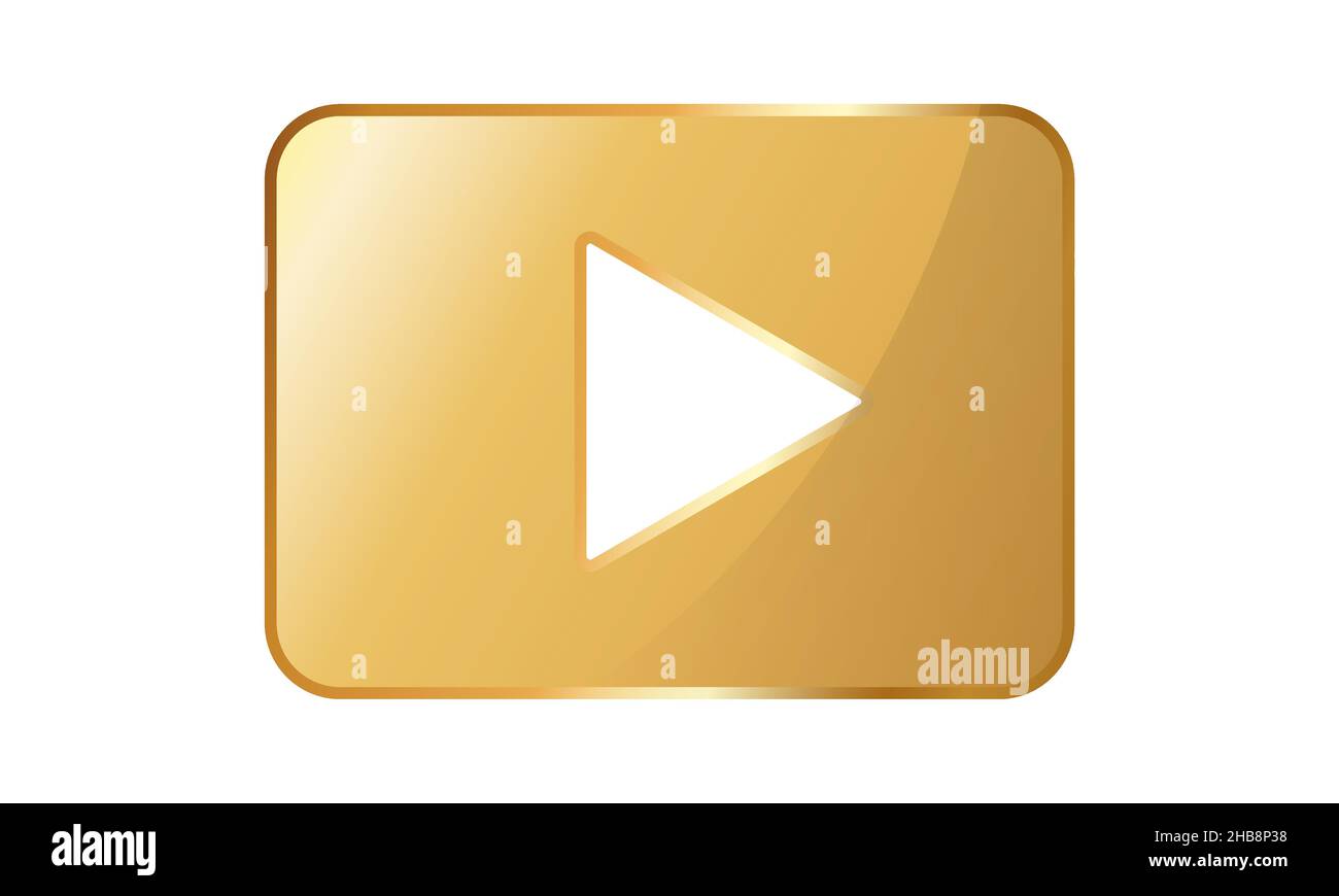Golden Circle Play Button. Vector Sign Stock Vector