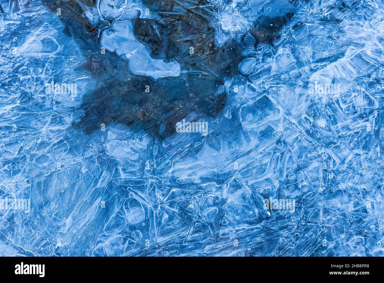 Clear blue ice in river Stock Photo