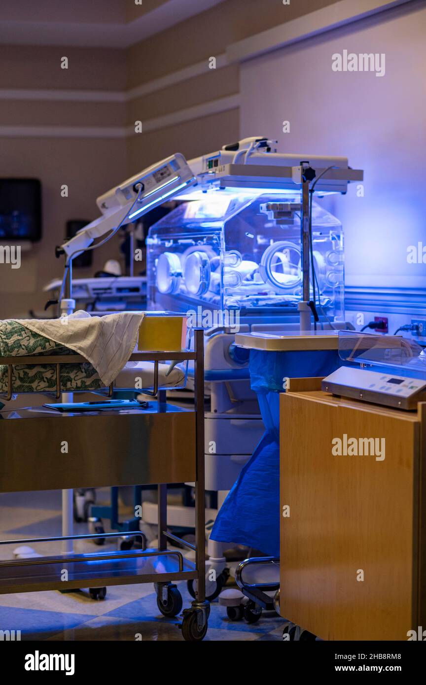 Neonatal incubator in hospital Stock Photo Alamy