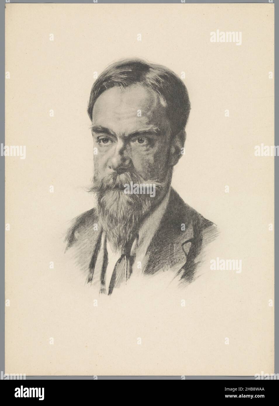 Reproduction to chalk drawing with portrait of Frans Coenen Jr., print maker: anonymous, intermediary draughtsman: Willem Witsen, Netherlands, c. 1860 - c. 1915, paper, collotype, width 359 mm × height 260 mm Stock Photo