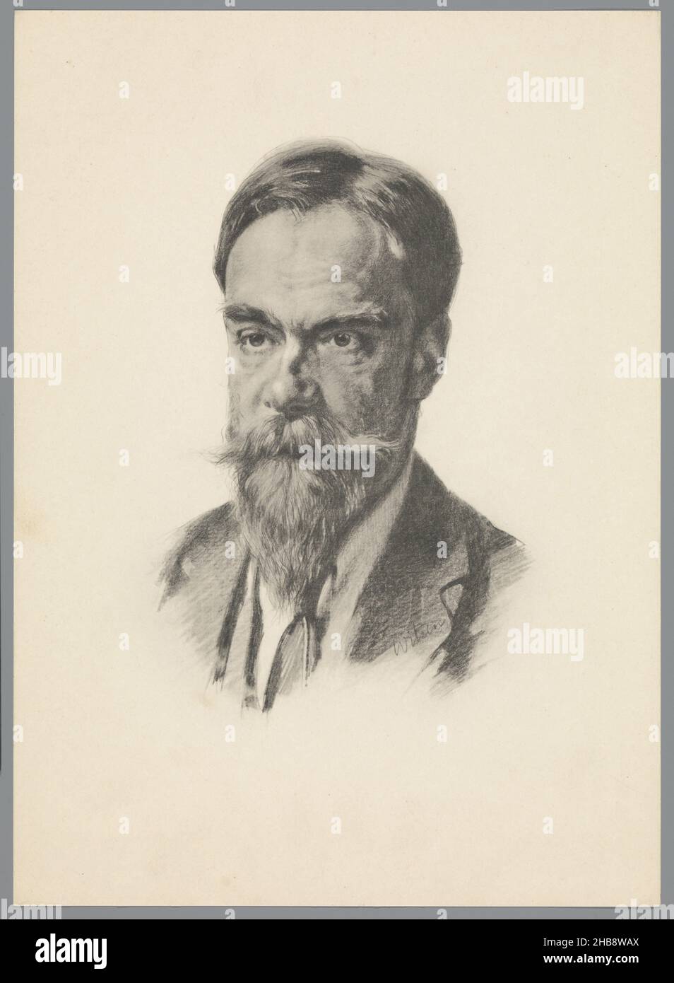 Reproduction to chalk drawing with portrait of Frans Coenen Jr., print maker: anonymous, intermediary draughtsman: Willem Witsen, Netherlands, c. 1860 - c. 1915, paper, collotype, height 359 mm × width 260 mm Stock Photo