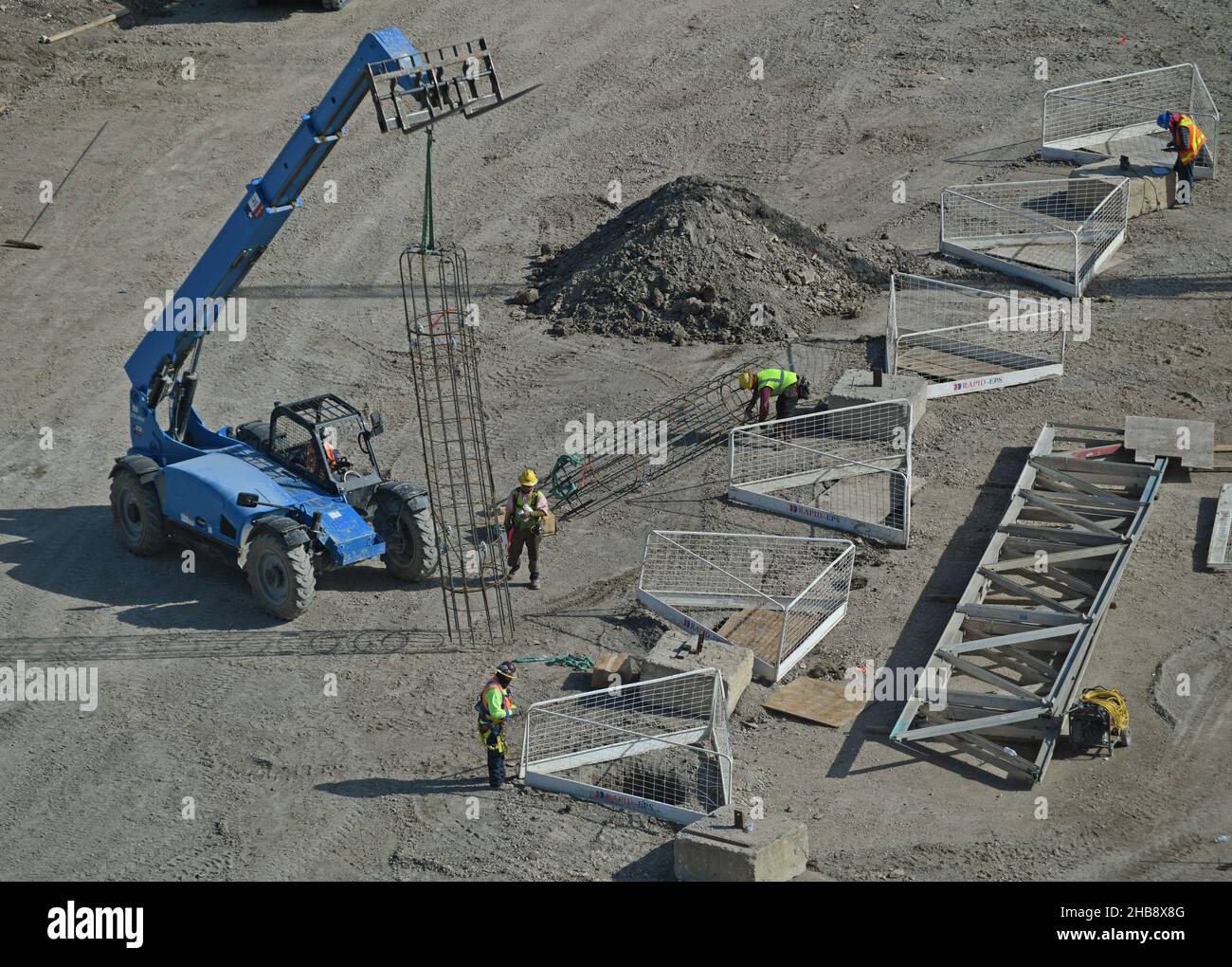 Heavy Commercial Construction of streets, highways and office buildings Stock Photo