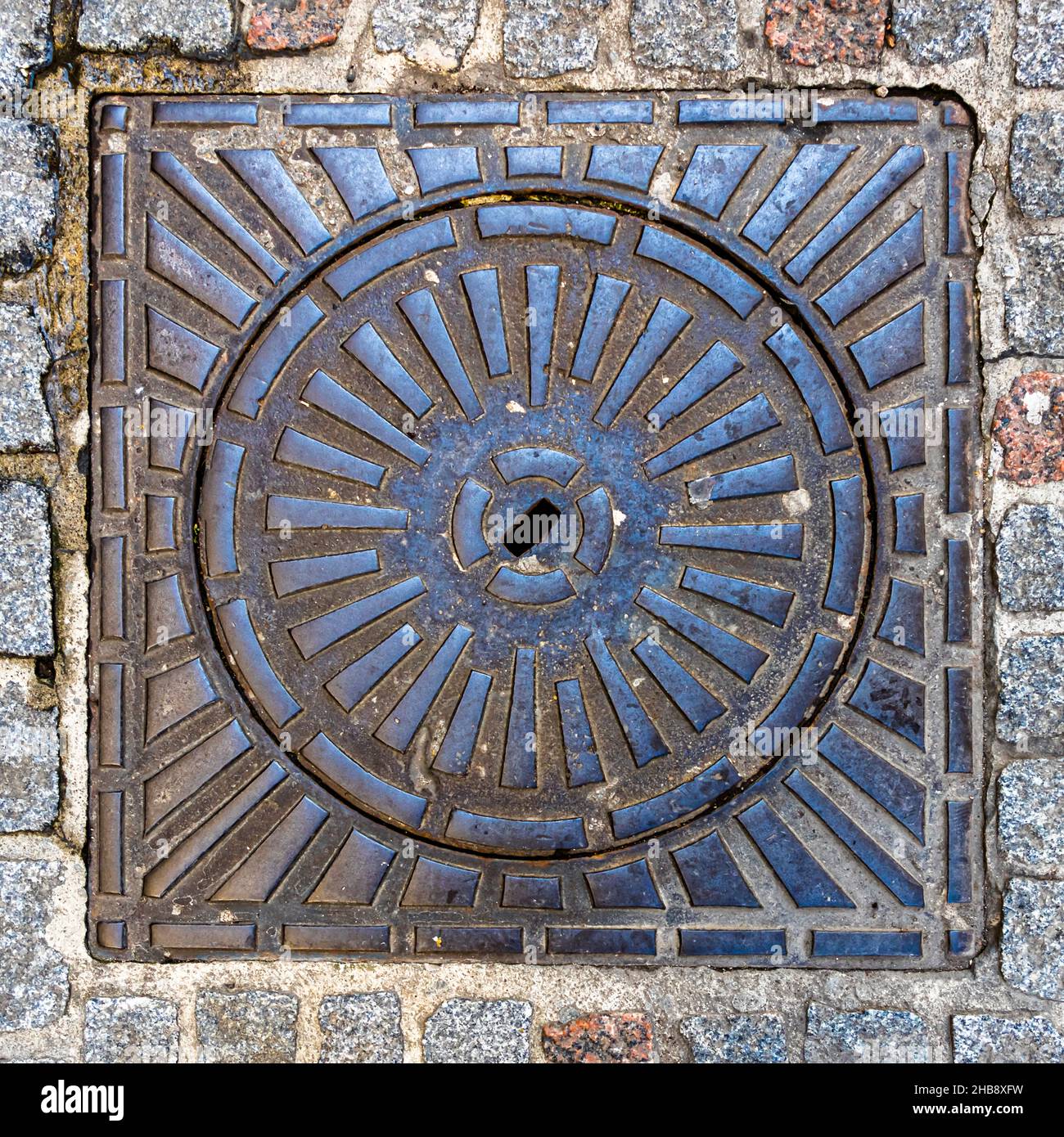 Manhole cover in Carcassonne, France Stock Photo
