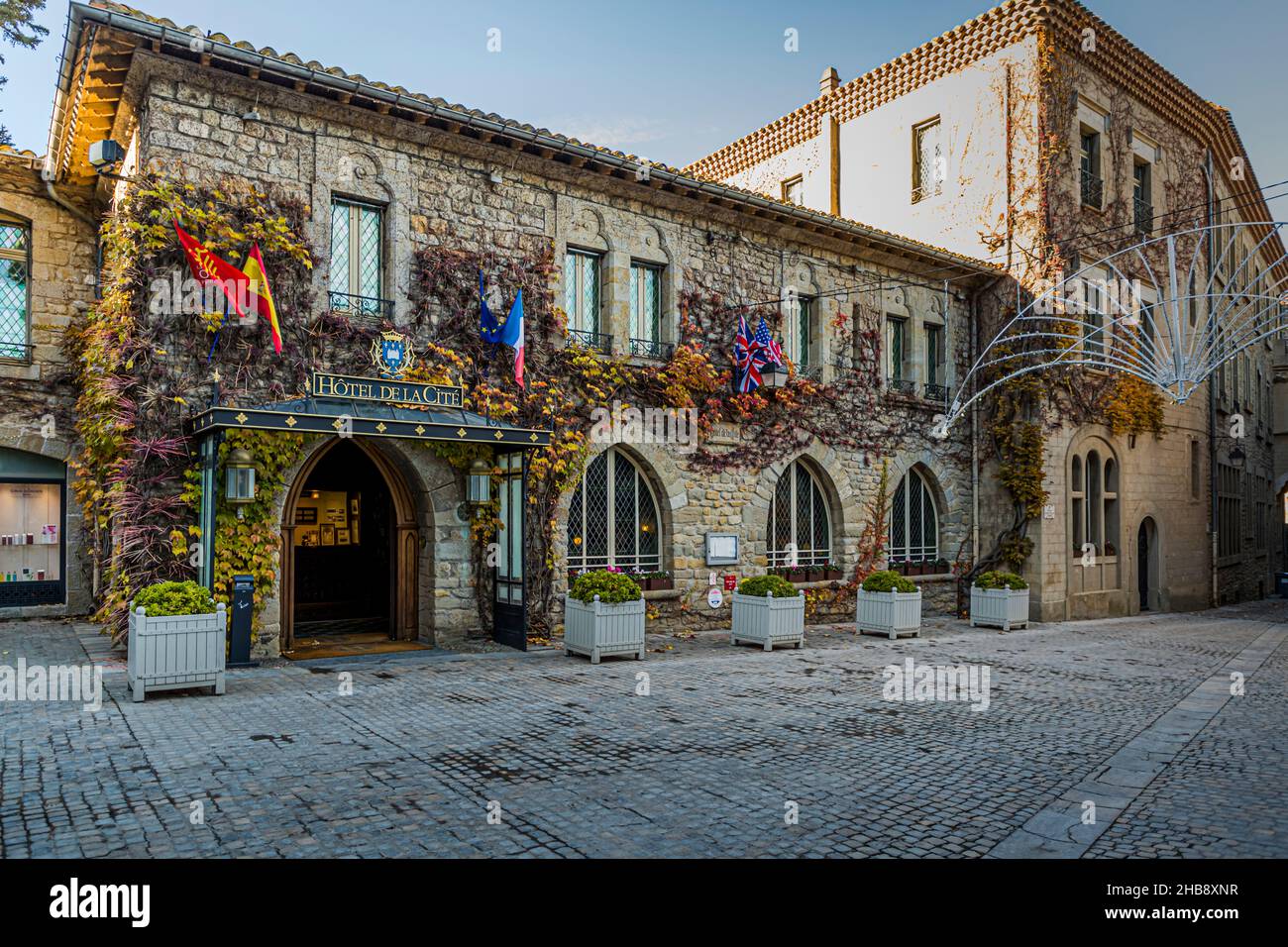 City Hotel (Hotel de la Cite) of Carcassonne, France Stock Photo