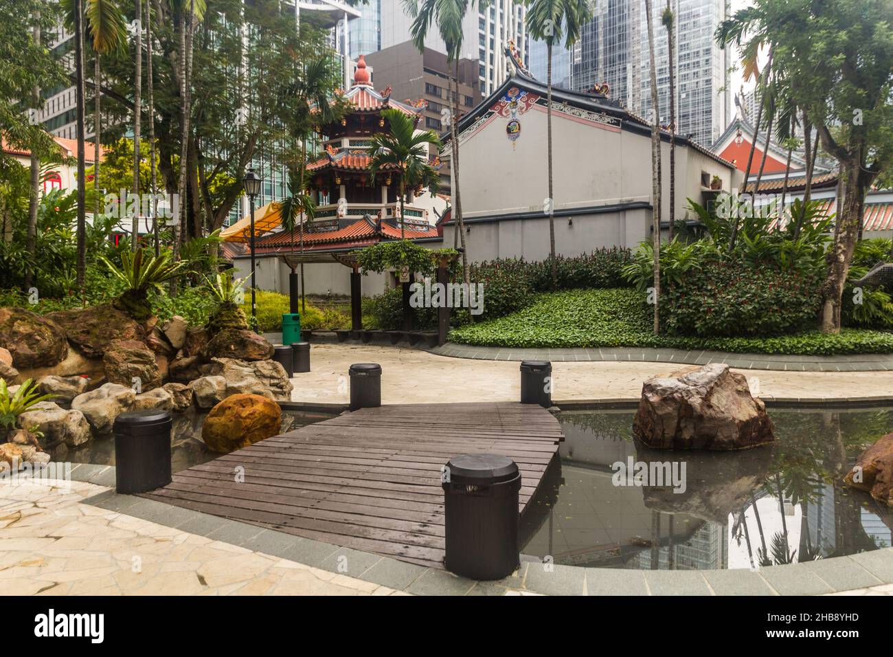 Telok Ayer Green park and Yu Huang Gong temple in Singapore Stock Photo ...