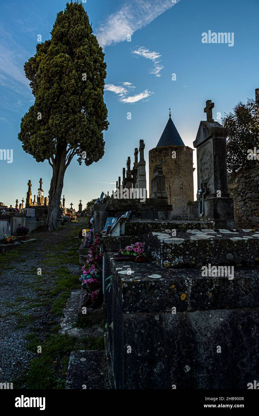 City cemetery Carcassonne, France Stock Photo