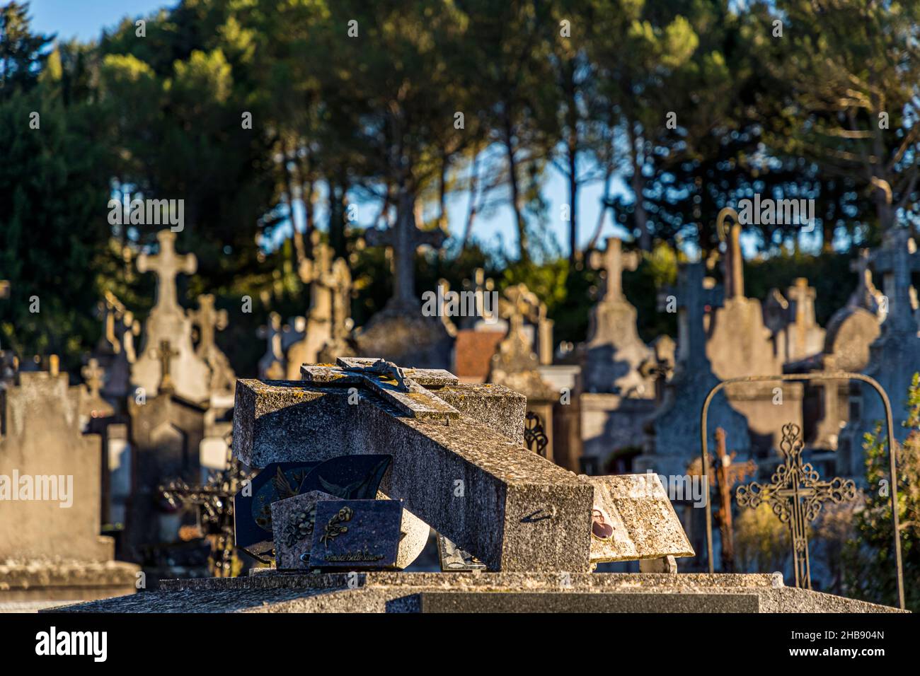 City cemetery Carcassonne, France Stock Photo