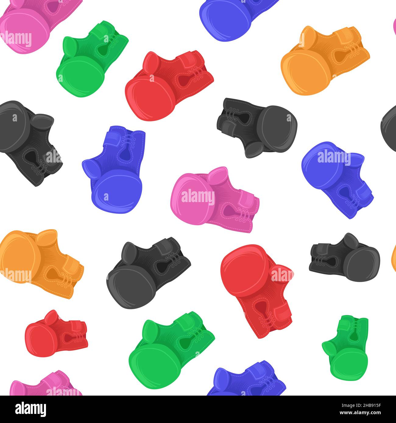Colored Boxing Glove Icon Isolated on White Background. Seamless Pattern Stock Vector