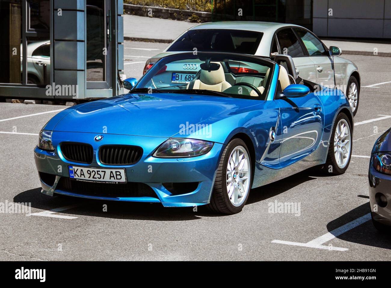 Kiev, Ukraine - May 22, 2021: Blue German BMW Z4 Roadster parked in the city Stock Photo