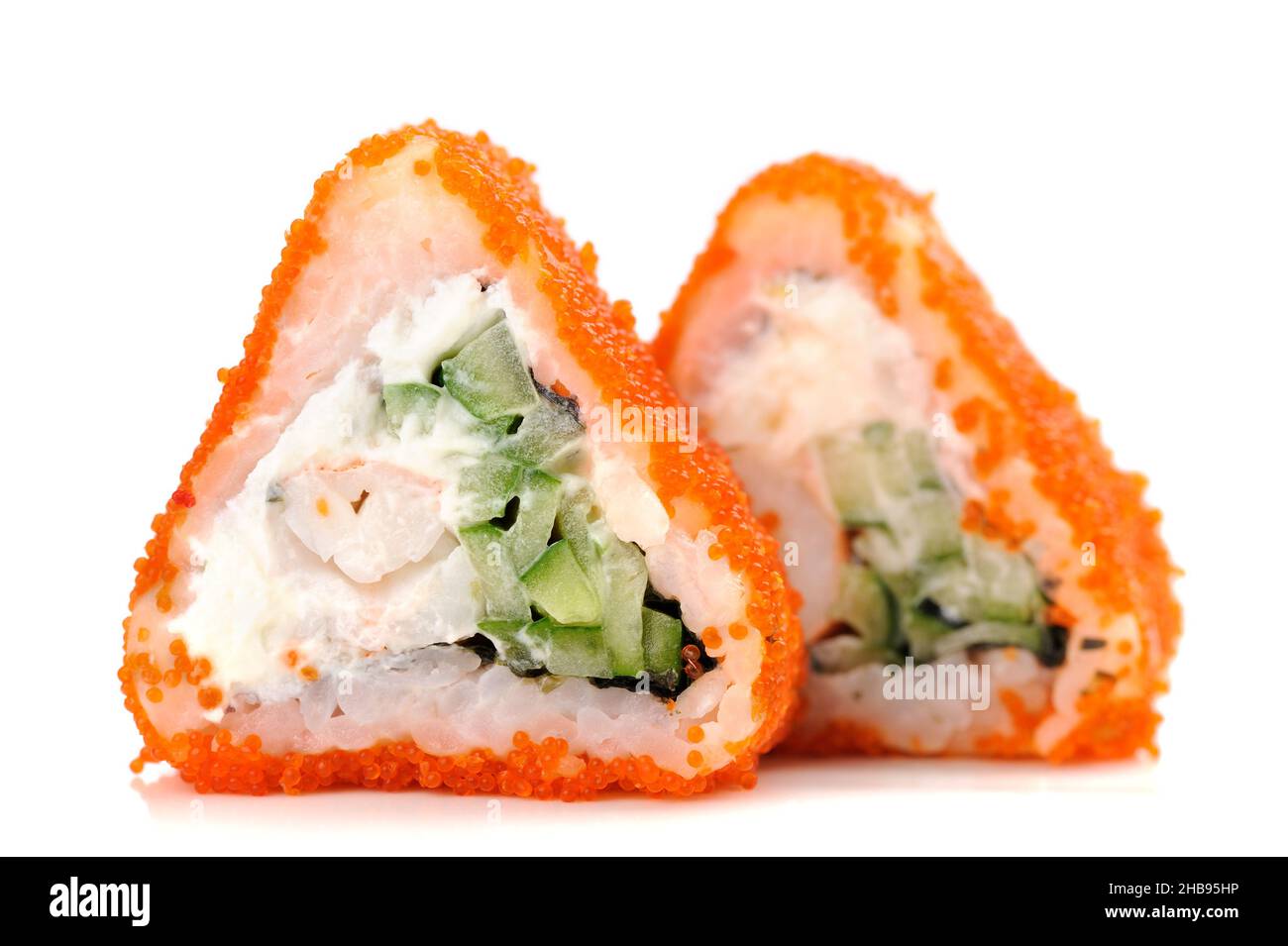 Triangular Rolls Triangular fusion rolls with orange tobiko roe, cream cheese and ...