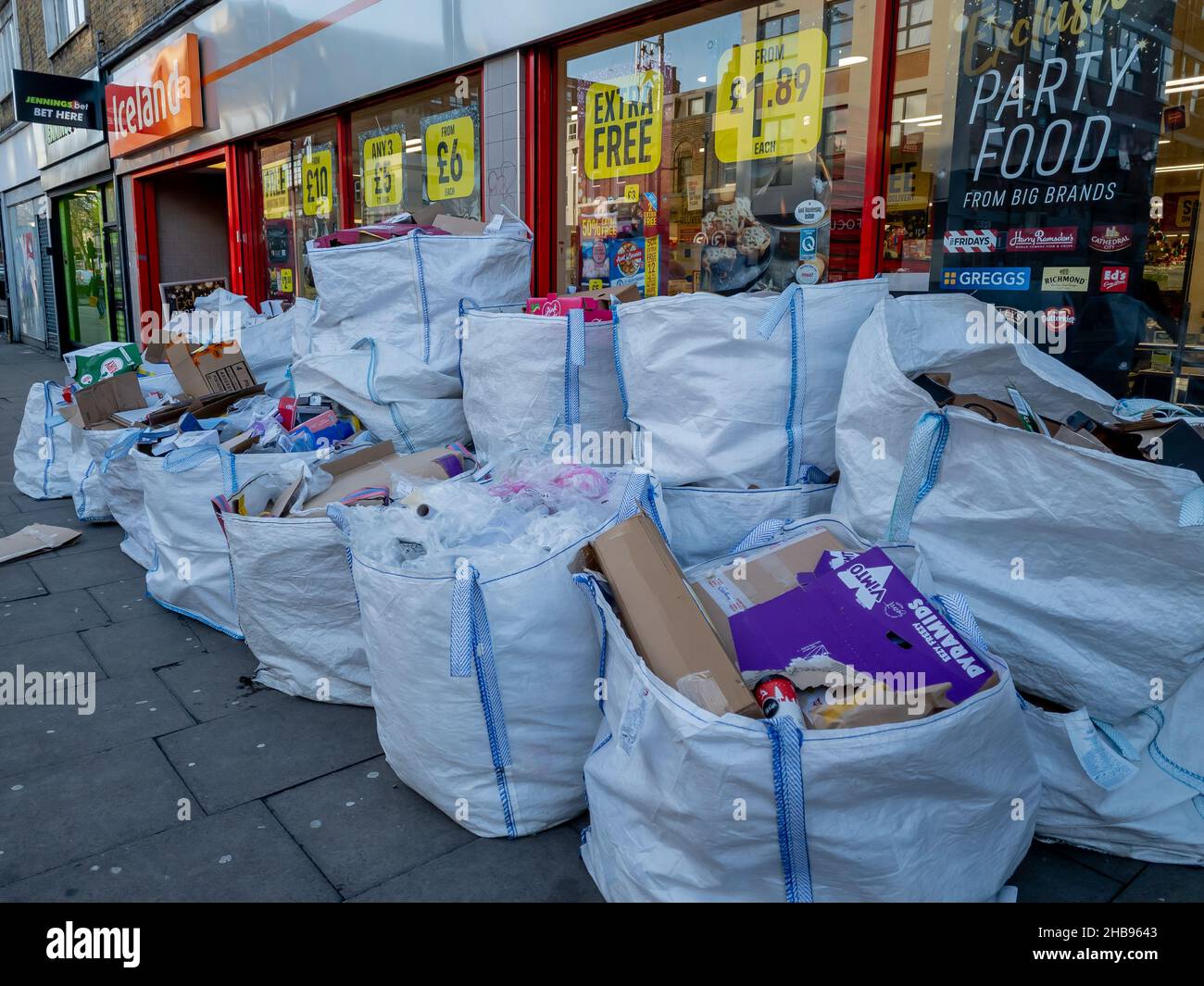 London. UK12.10.2021. A huge pile of packaging materials for recycling