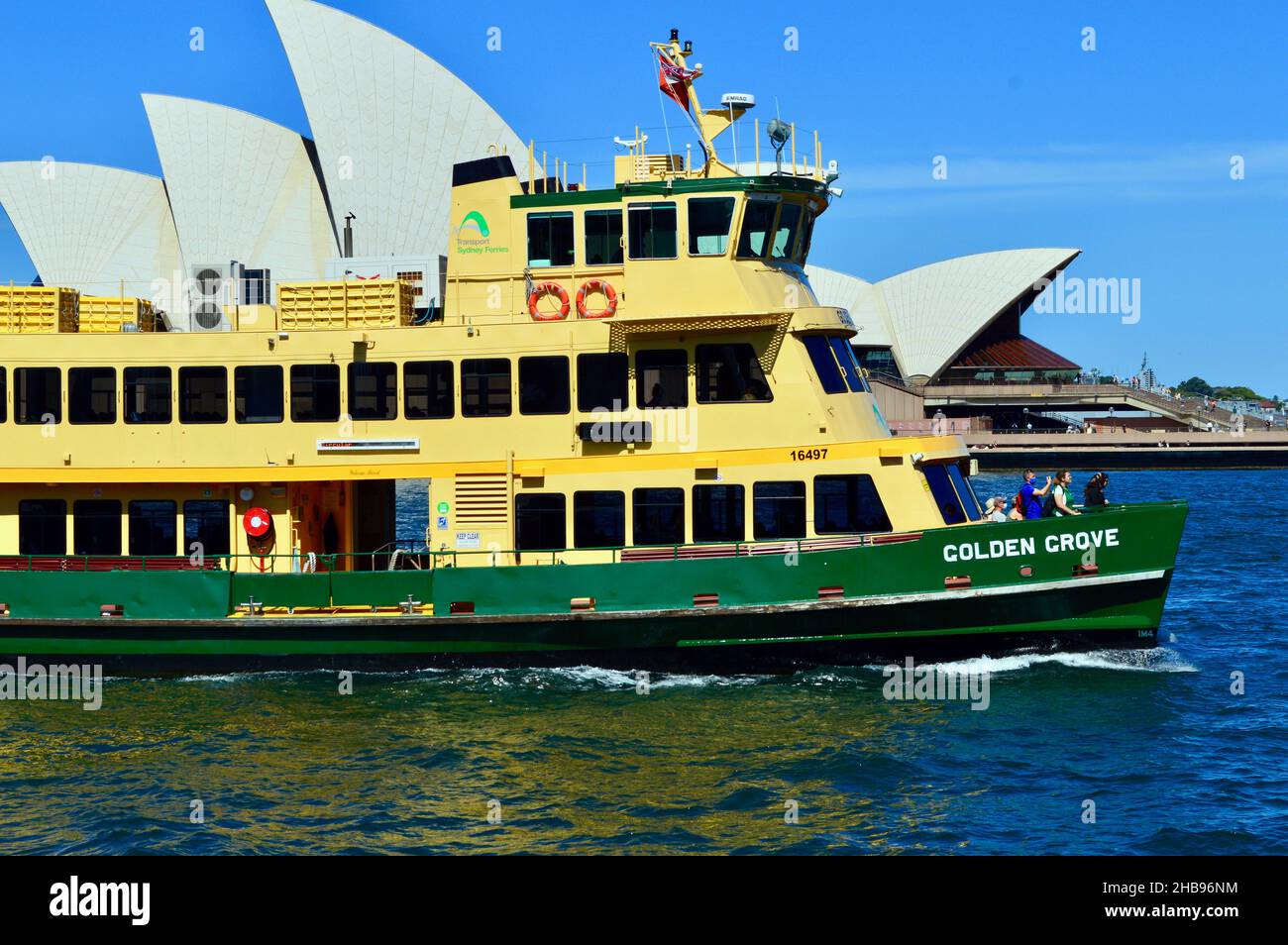 A ferry cruises in Sydney Harbor, Australia Stock Photo