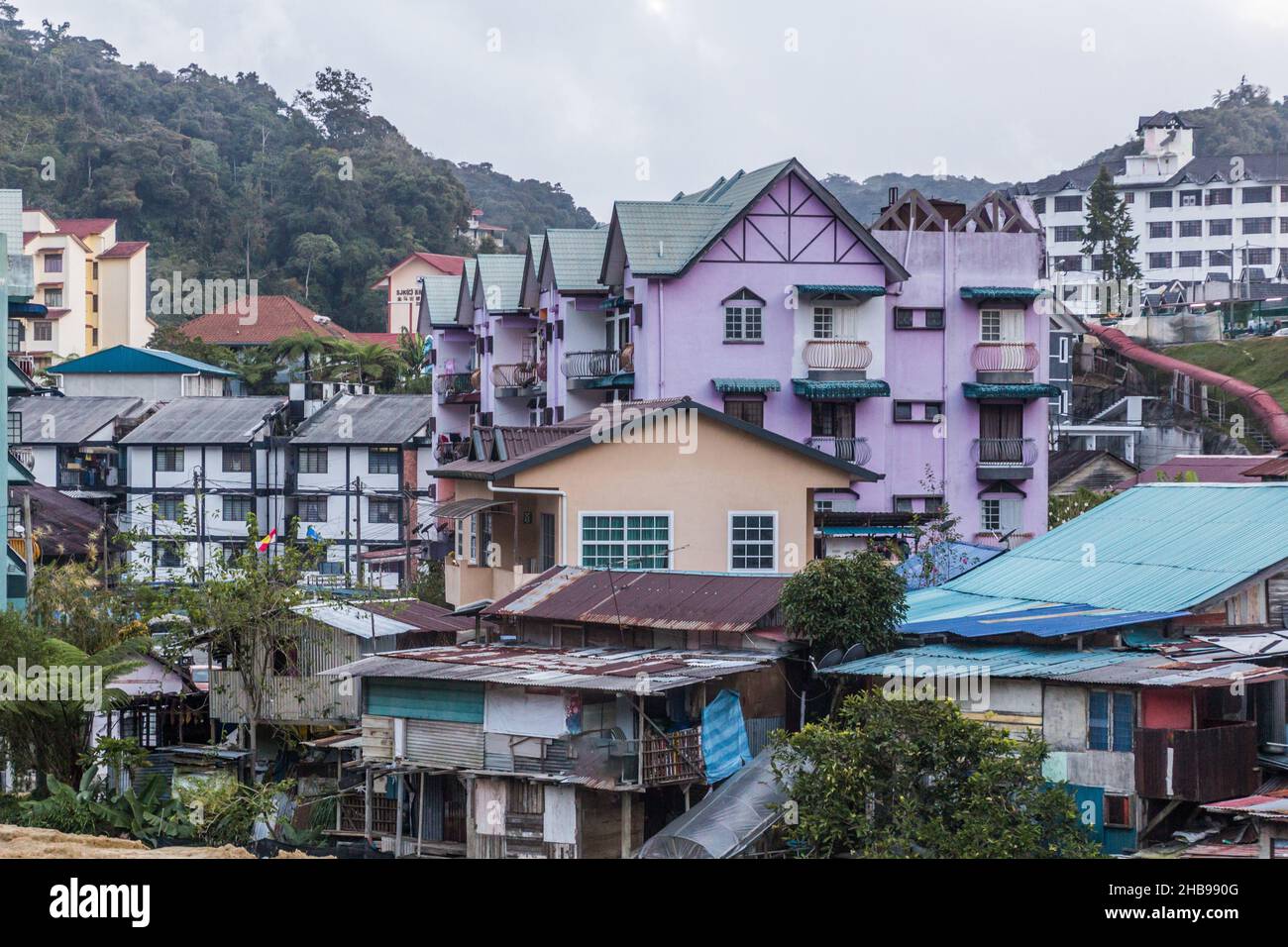 Skyline of Tanah Rata town in the Cameron Highlands, Malaysia Stock ...