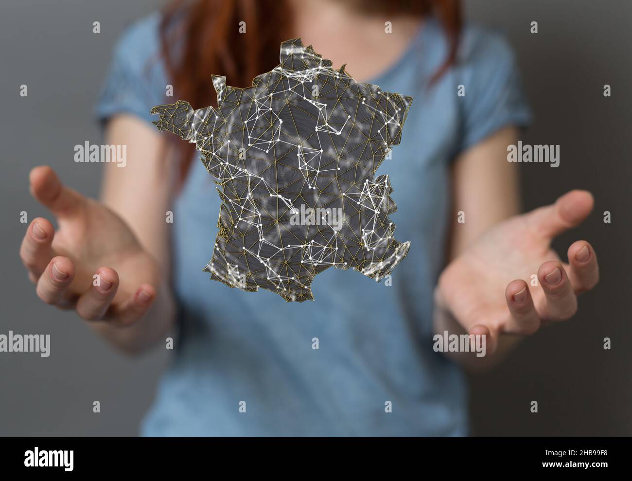 Digital illustration of a German map in the hands in 3d Stock Photo - Alamy