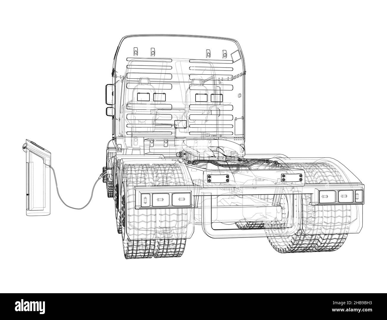 Electric Truck Charging Station Sketch Stock Photo