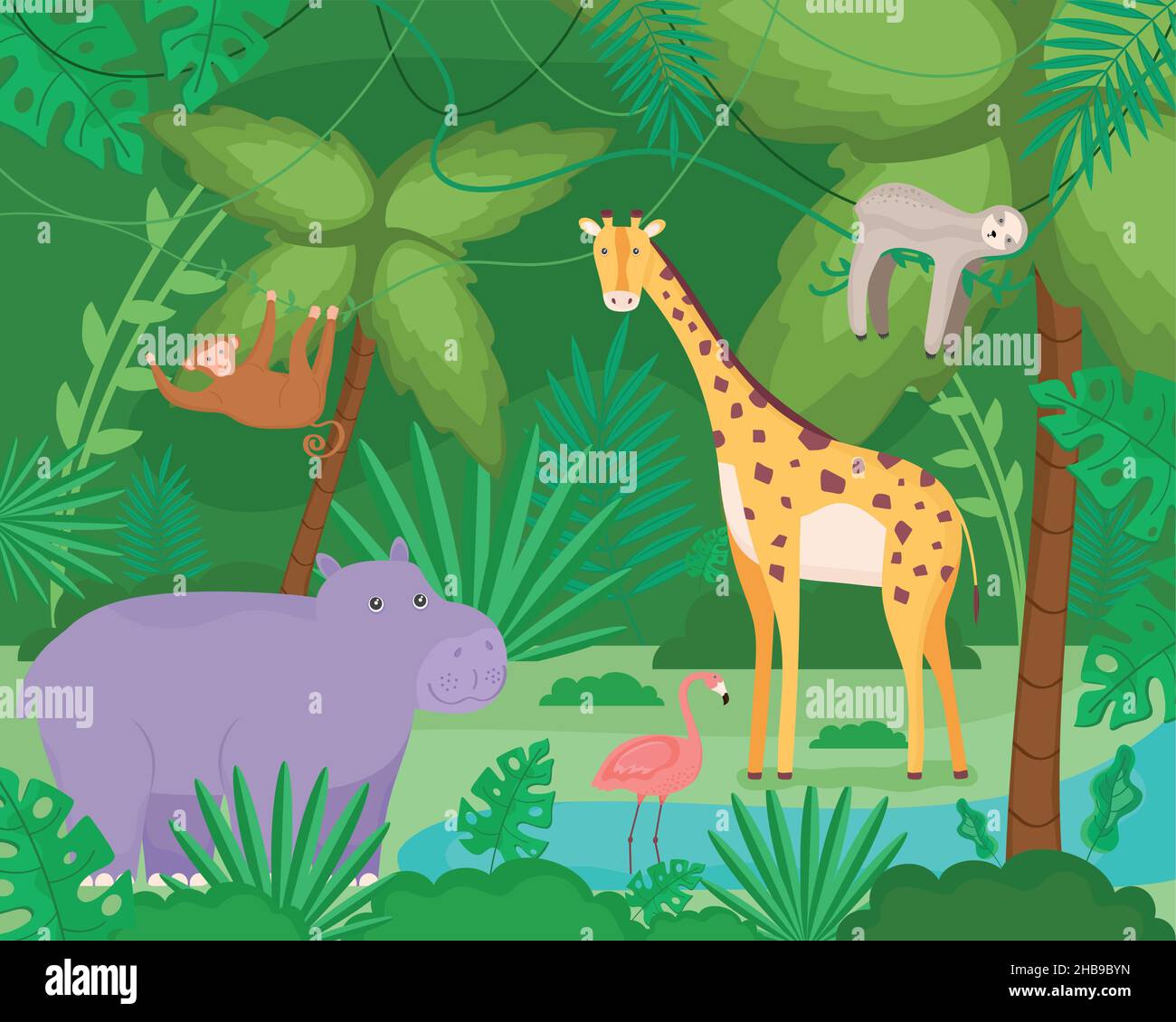 group animals in the jungle Stock Vector Image & Art - Alamy