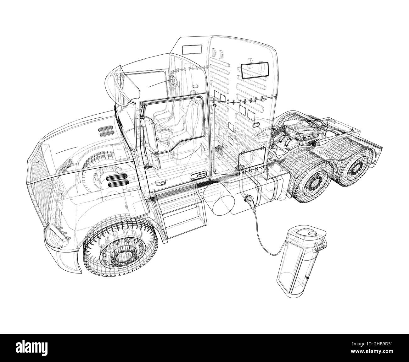 Electric Truck Charging Station Sketch Stock Photo