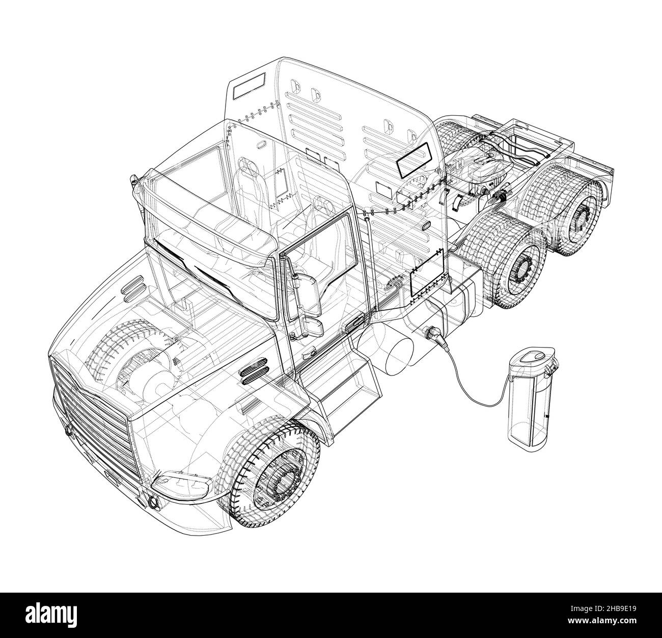 Electric Truck Charging Station Sketch Stock Photo