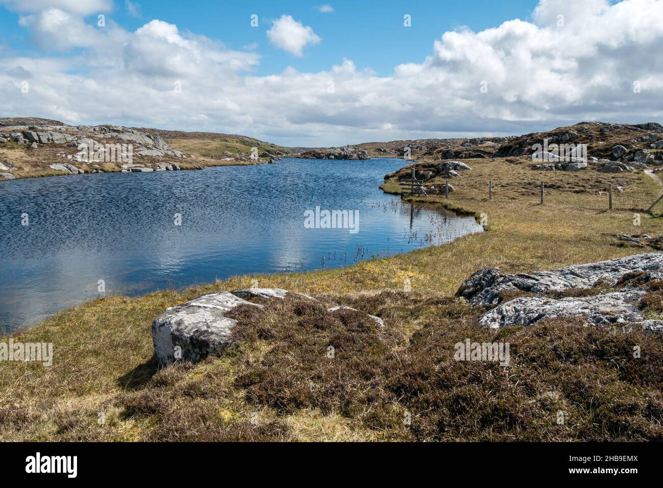 Loch a Sgail near the summit of Beinn an Toib as seen from the footpath from Bosta to Tobson, Great Bernera, Bosta, Isle of Lewis, Scotland, UK Stock Photo