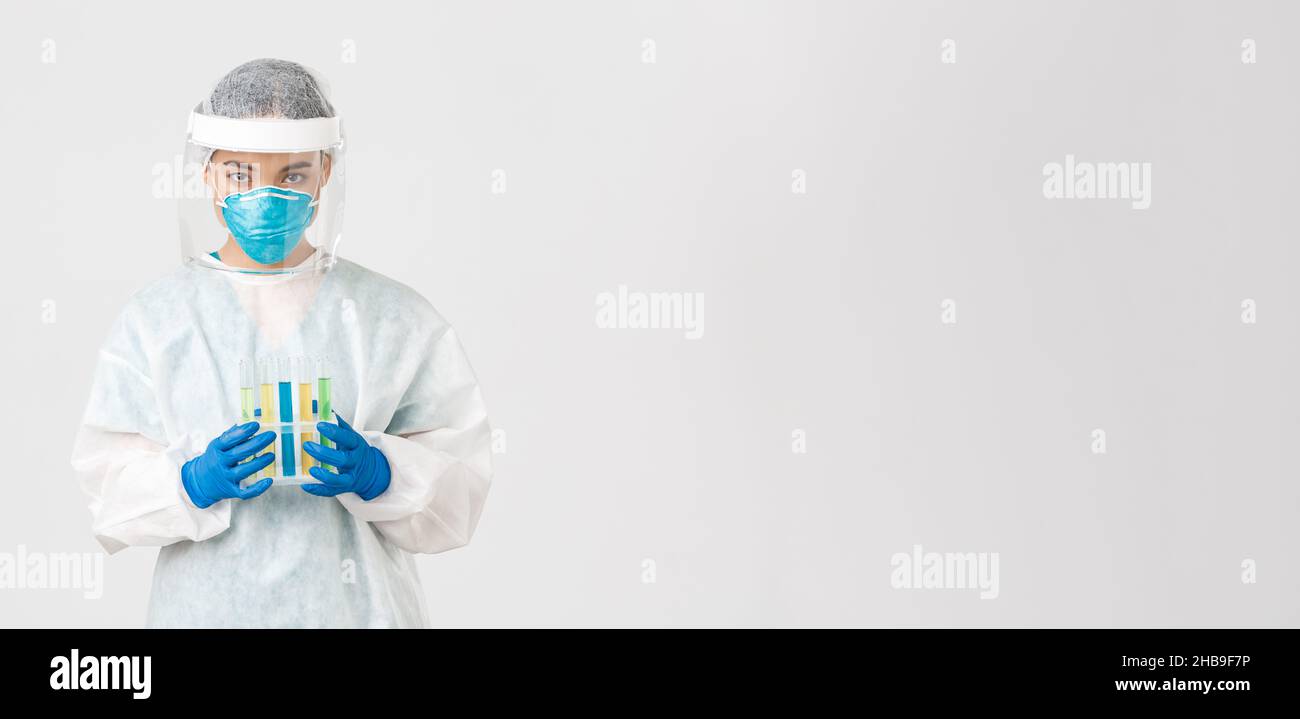 Covid-19, coronavirus disease, healthcare workers concept. Serious ...