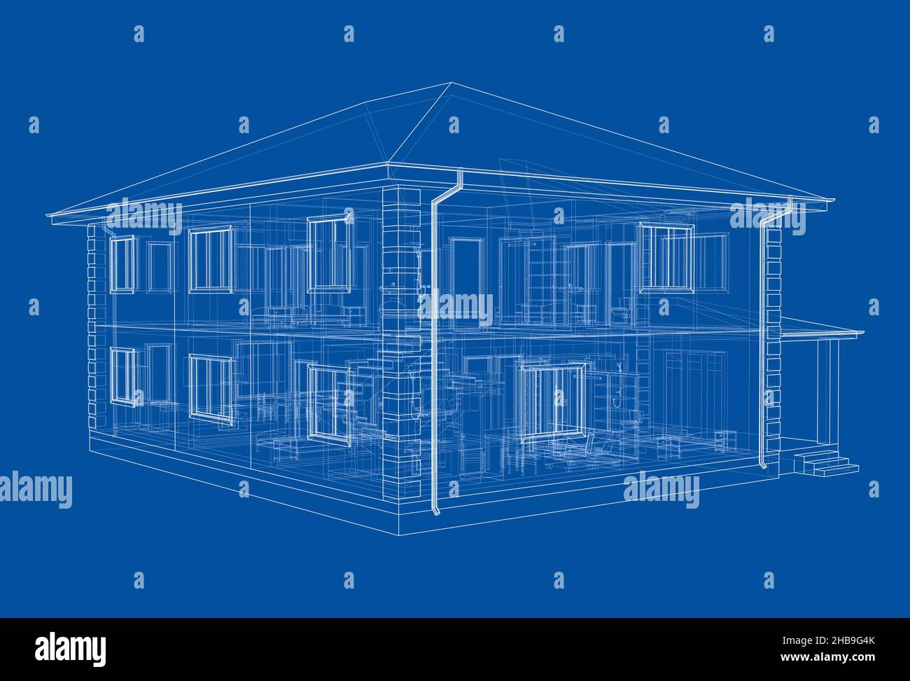 Exterior of the house with visible internal elements Stock Photo - Alamy