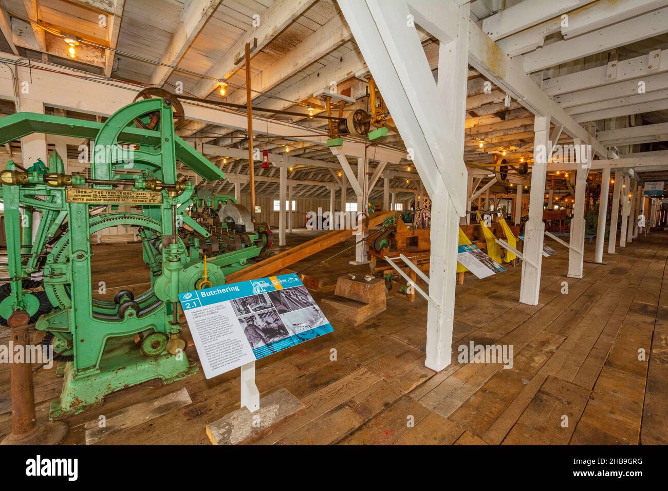Canada, British Columbia, Port Edward, North Pacific Cannery National Historic Site, operated 1889-1988, factory floor Stock Photo