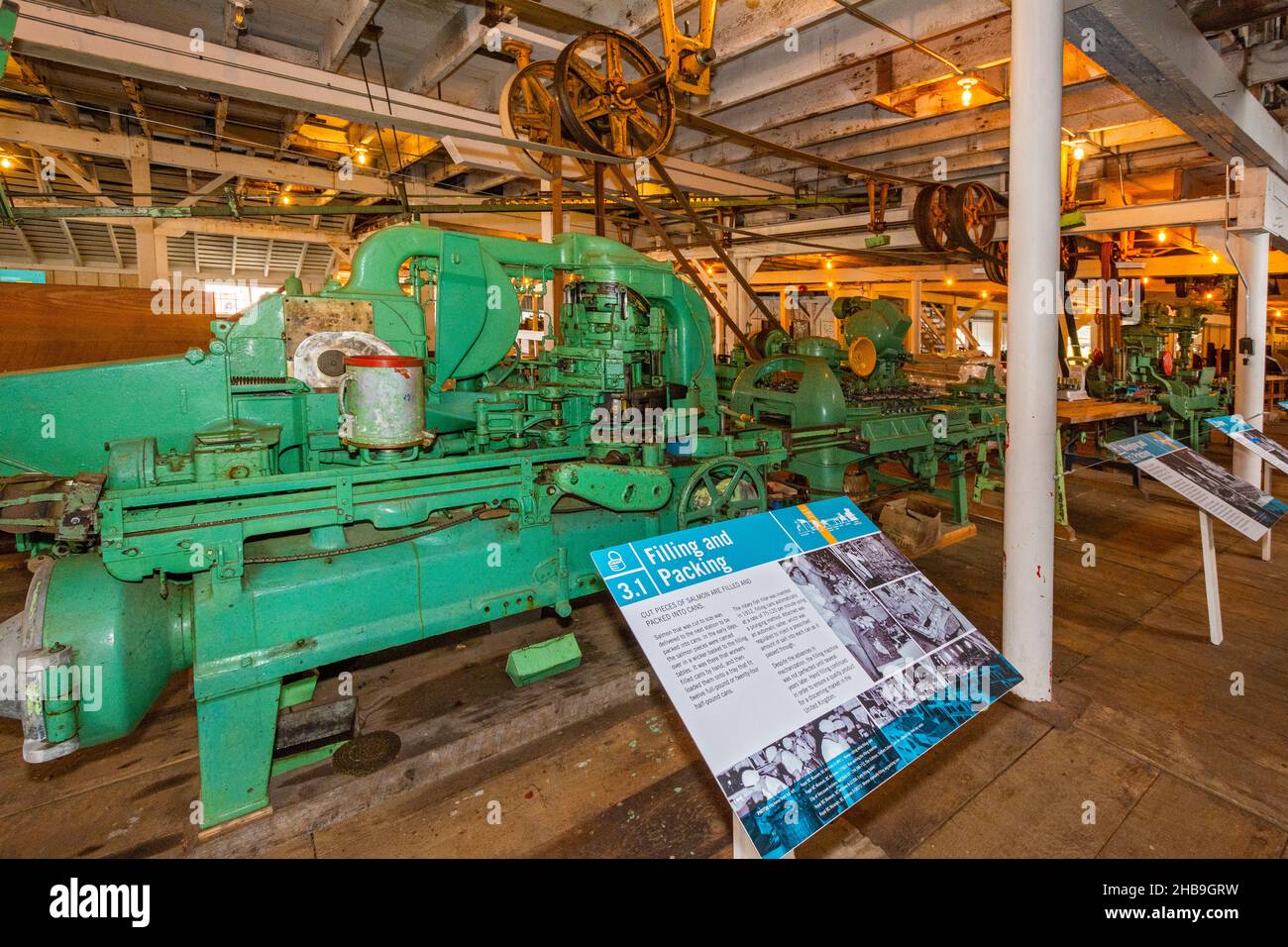 Canada, British Columbia, Port Edward, North Pacific Cannery National Historic Site, operated 1889-1988, factory floor Stock Photo