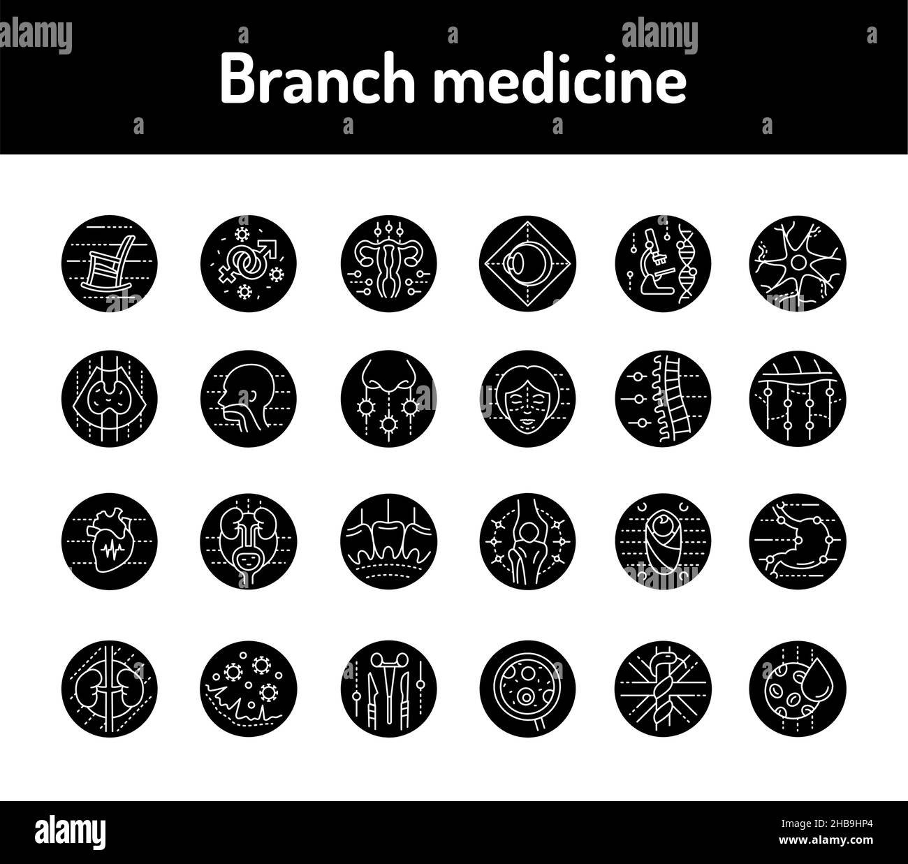 Branch medicine line icons set. Isolated vector element. Outline ...